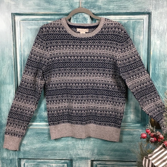 H&M Sweaters - LOGG Fair Isle Crew Neck Sweater/Gray&Navy/14Y